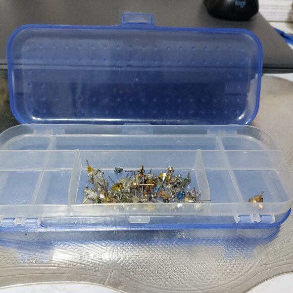 Pencil Clear Blue Organizer Jewelry Box Opens On BOTH SIDES with Compartments - Picture 2 of 10